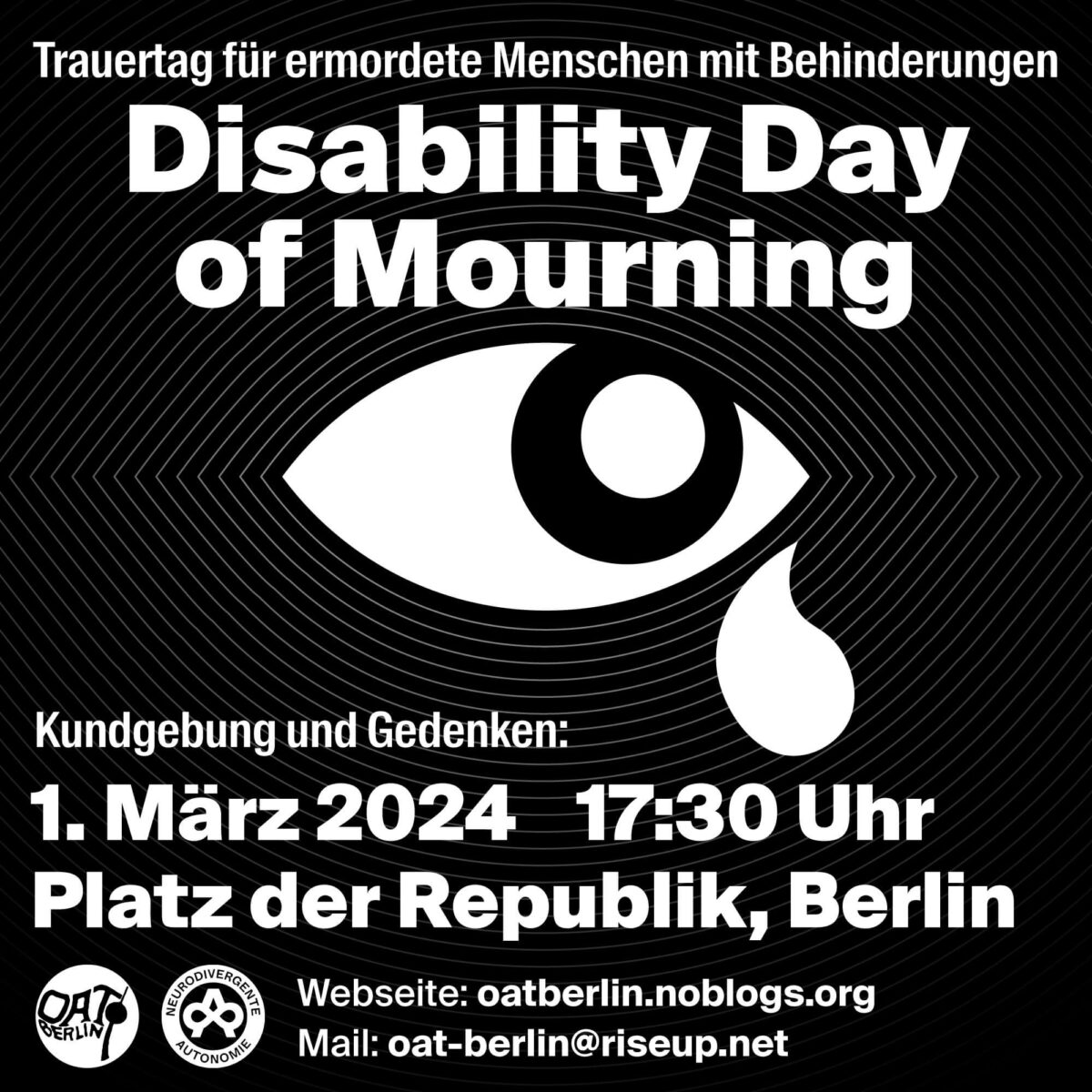 Disability Day of Mourning Gedenken am 1. März 2024 in Berlin